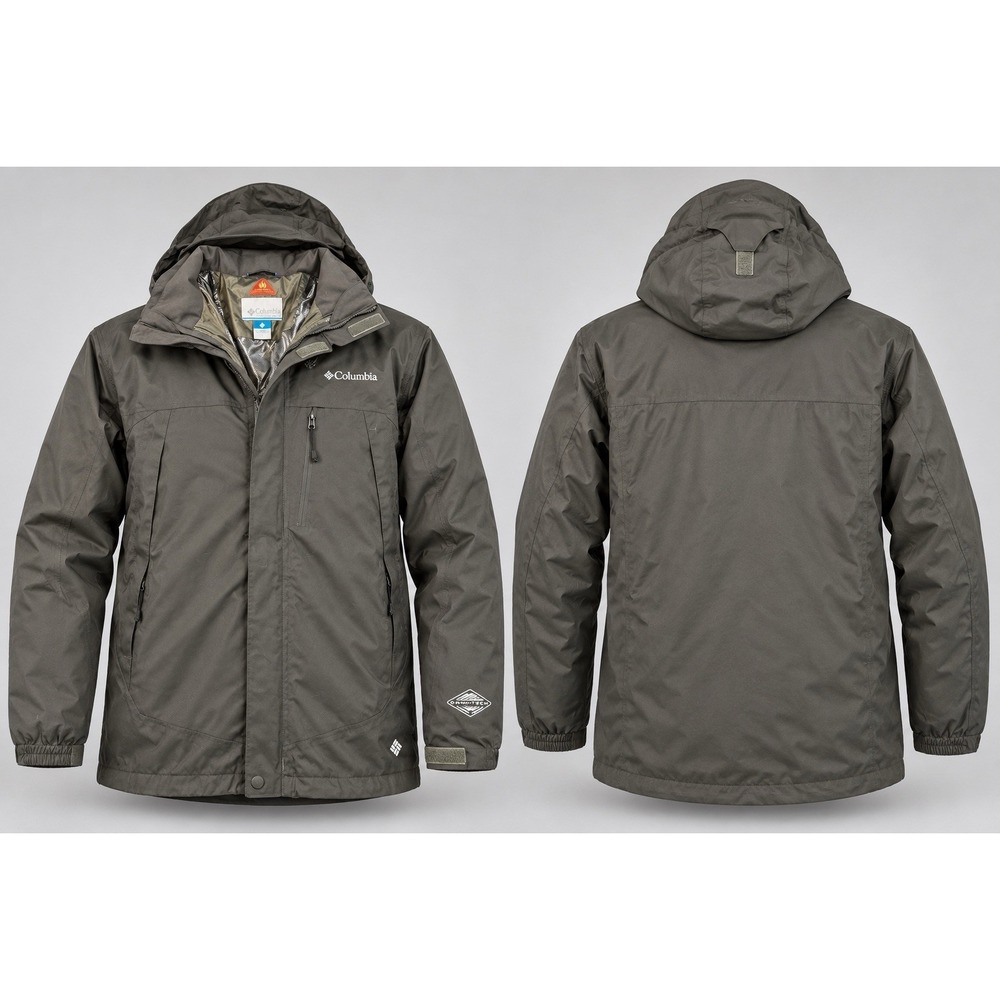 Columbia Interchange Men's Black 3-in-1 Omni-Heat Waterproof Hooded Winter Coat